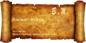 Barber Miksa névjegykártya
